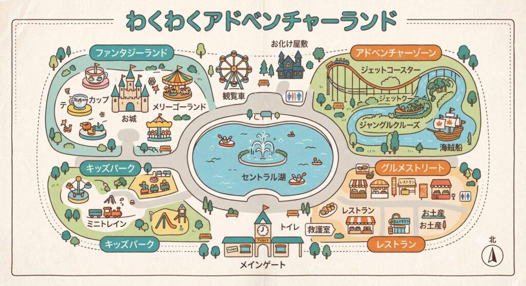 子どもが乗れるアトラクションをチェック
